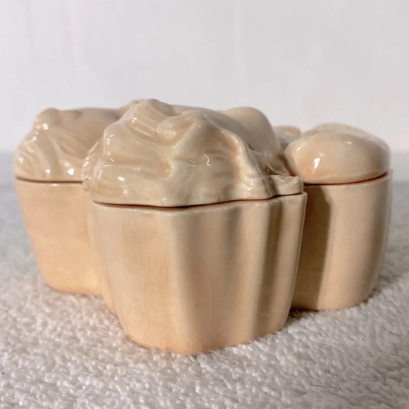 Vintage 1995 Peach Ceramic Cherub Angel Heads W Wings Trinket Dish With Lid - Picture 7 of 16